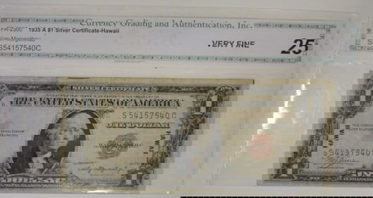 1935A $1 Silver Cert Hawaii, CGA VF