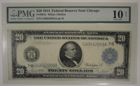 1914 $20 FRN Chicago, PMG VG 10