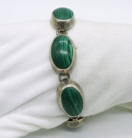 Chunky Malachite Sterling Bracelet