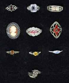 10 Sterling Fashion Gemstone Rings