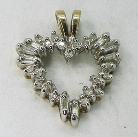 10k Yellow Gold Diamond Heart Pendant