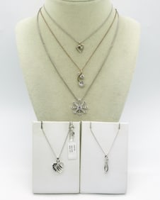 Five Sterling Diamond & CZ Necklaces