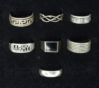7 Sterling Men's Bands - Rings