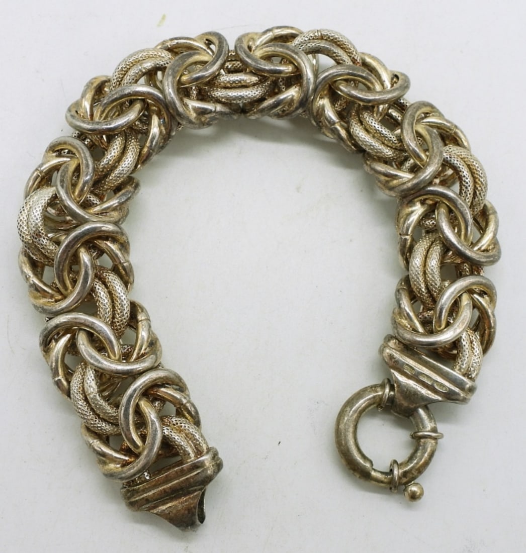 Thick Byzantine Gold Tone 925 Bracelet: Thick Byzantine Gold Tone Sterling Bracelet, 8". (40 dwt)