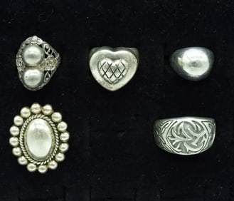 5 Sterling Vintage Rings