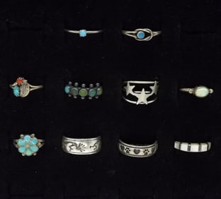 10 Petite Sterling Turquoise & More Rings