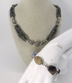 Labradorite, Fluorite, Green Amethyst 925