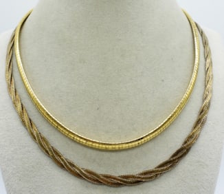 2 Gold Tone Sterling Necklaces