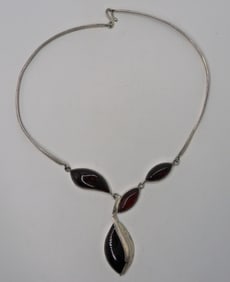 Large Amber Sterling Statement Necklace