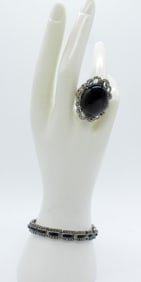 Black Onyx, Marcasite Sterling Set