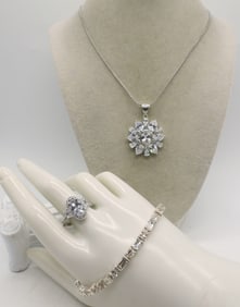 Sterling Simulated Diamond Set