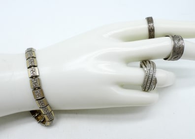 Sterling & Gold Tone Rings / Bracelet