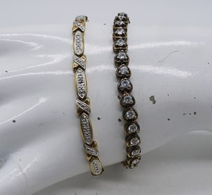 (2) Gold Tone 925 Tennis Bracelets