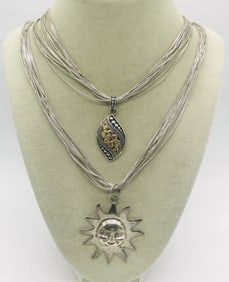 2 Liquid Sterling Necklaces with Pendants