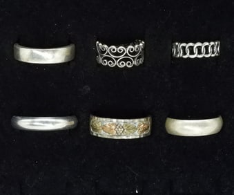 6 Sterling Bands, Men's & Women's