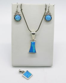 Sterling Opal Necklace & Earrings