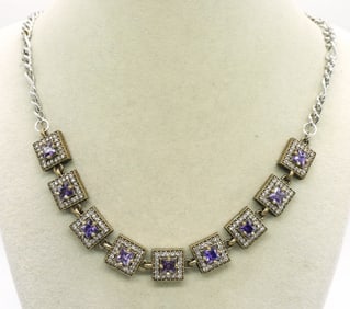 Sterling & Gold Tone Amethyst Necklace