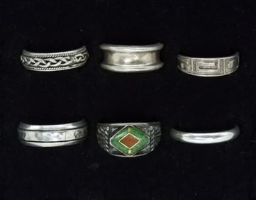6 Large Sterling Men's Rings