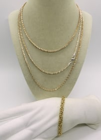 Gold Tone Sterling Chain & Bracelet
