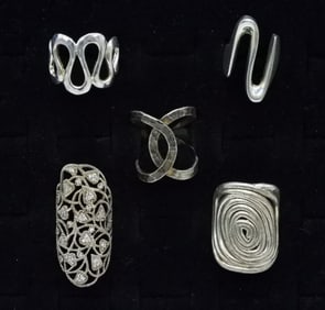 5 Chunky Sterling Ladies Rings