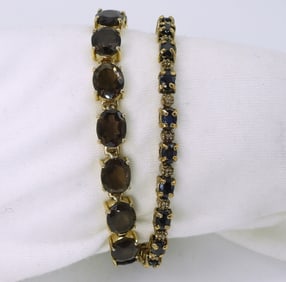 2 Gold Tone 925 Gemstone Bracelets