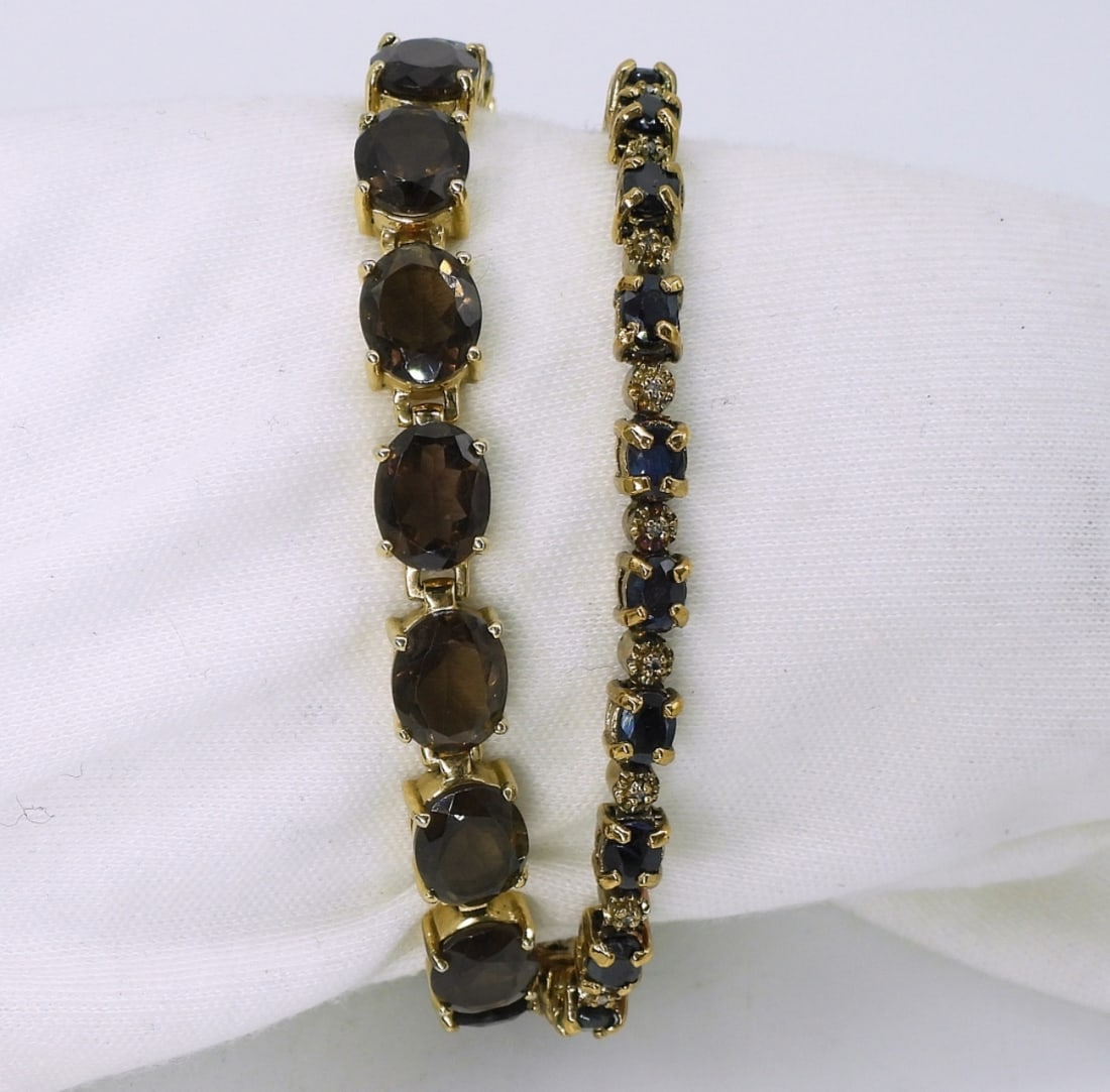2 Gold Tone 925 Gemstone Bracelets (1 of 2)