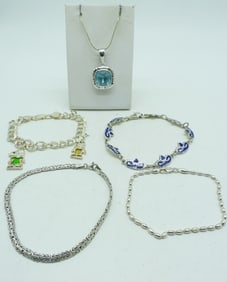 925 Mexico, Blue Topaz, Charm Bracelets