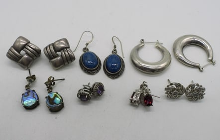 7 Pair of Sterling Earrings, Pierced