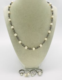 Pearl Sterling Rings & Necklace