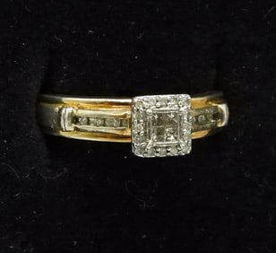 Sterling Gold Tone Diamond Engagement Ring