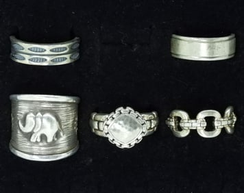 Five Sterling Fashion Rings