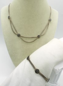 Matching 925 Floral Necklace & Bracelet