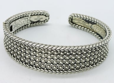 Hinged Heavy 925 Textured Cuff Bracelet