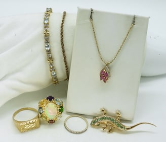 Multi Gemstone 925 Gold Tone Jewelry
