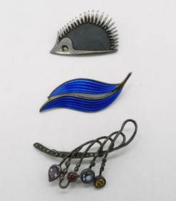 3 Sterling Brooches