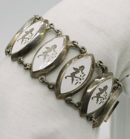 Siam Sterling, White Enamel Bracelet