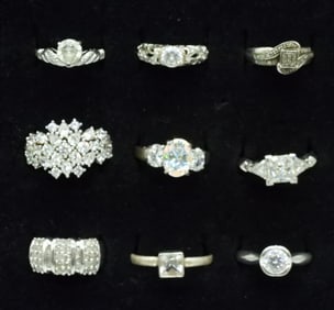 9 Bridal Style Sterling Rings