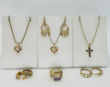 Gold Tone 925 Necklaces, Earrings & Ring