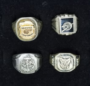 Four Antique Sterling Men's Rings