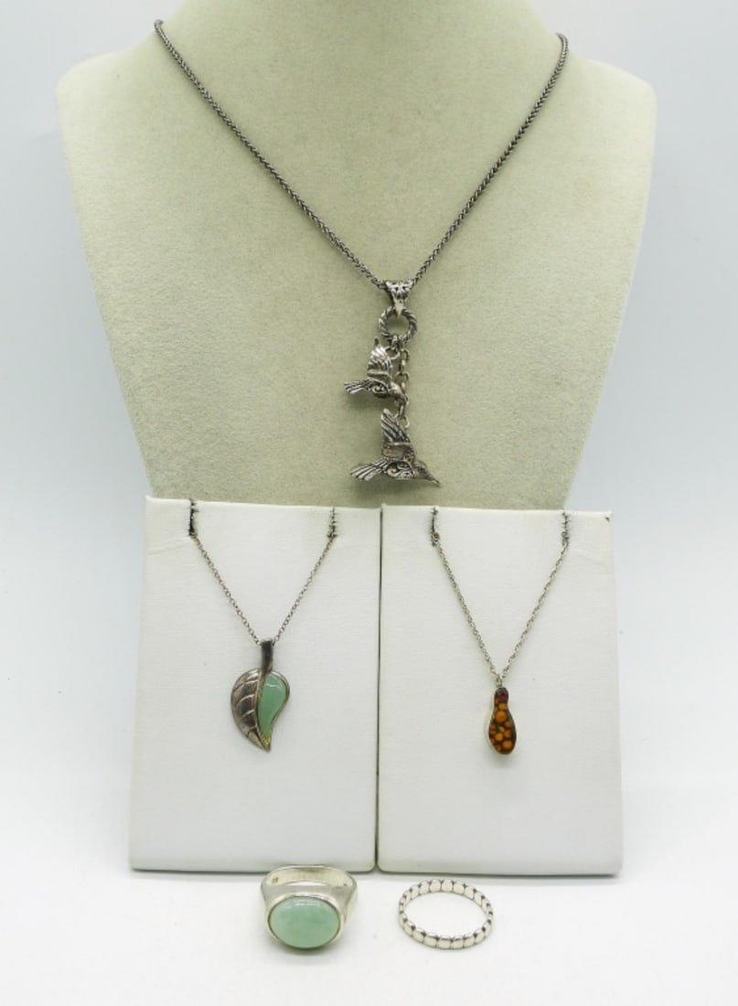 Sterling Necklaces, Jade & Hummingbirds (1 of 4)