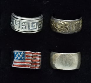 Four Sterling Men's Fashion Rings
