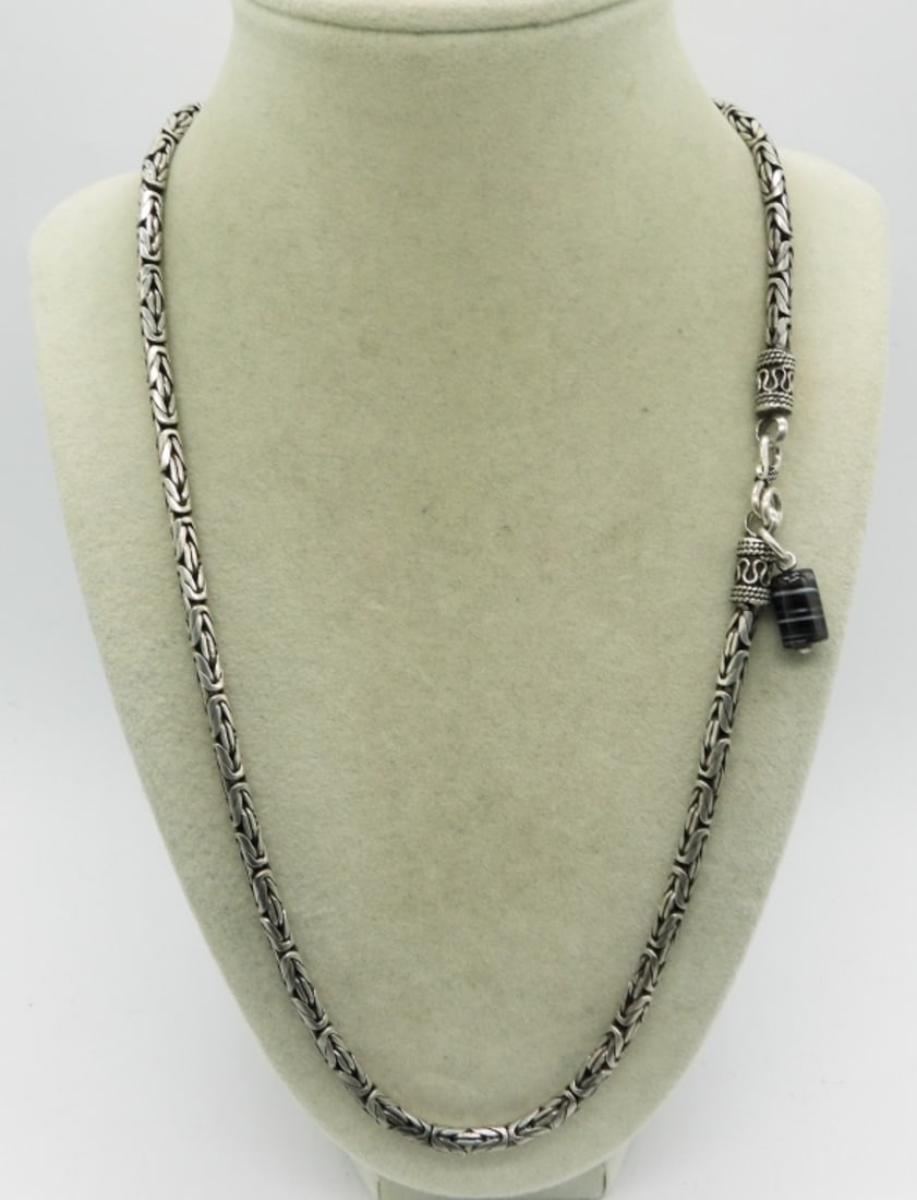 Detailed Sterling Byzantine Necklace: Very detailed, sterling byzantine necklace, 23". (44.9 dwt)