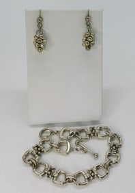 Matching Sterling Bracelet & Pierced Earrings