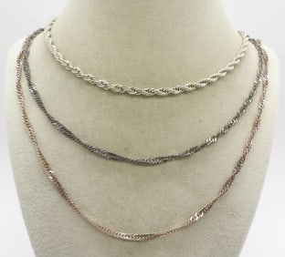 3 Sterling Chain Necklaces