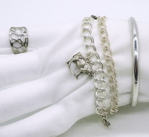 3 Sterling Bracelets & a Ring