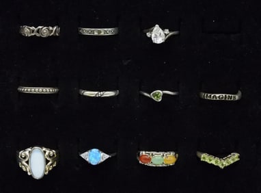 11 Mixed Styles Sterling Fashion Rings