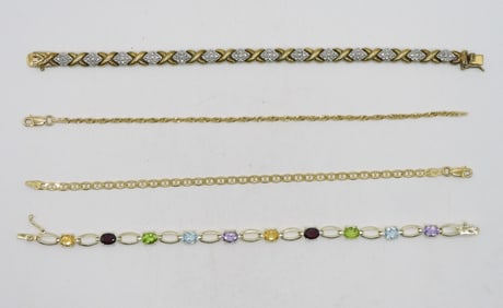 4 Sterling Gold Tone Fashion Bracelets