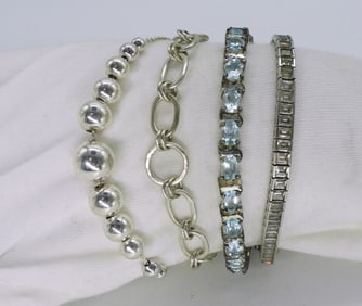 4 Sterling Fashion Bracelets