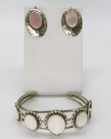 Mother of Pearl 925 Bracelet & Earrings