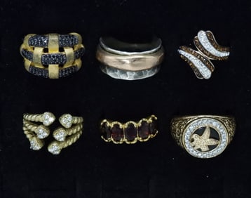 6 Gold Tone 925 Rings